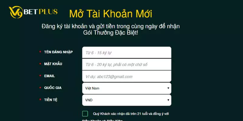 Người chơi cần điền thông tin chuẩn khi đăng ký thành viên V9bet