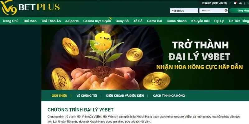 Làm đại lý của nhà cái V9bet để kiếm thêm thu nhập