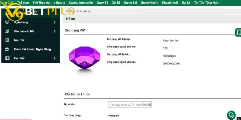 Rút tiền tại V9bet qua tài khoản ngân hàng