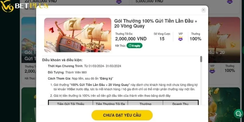 Tặng thưởng hội viên mới đăng ký tài khoản